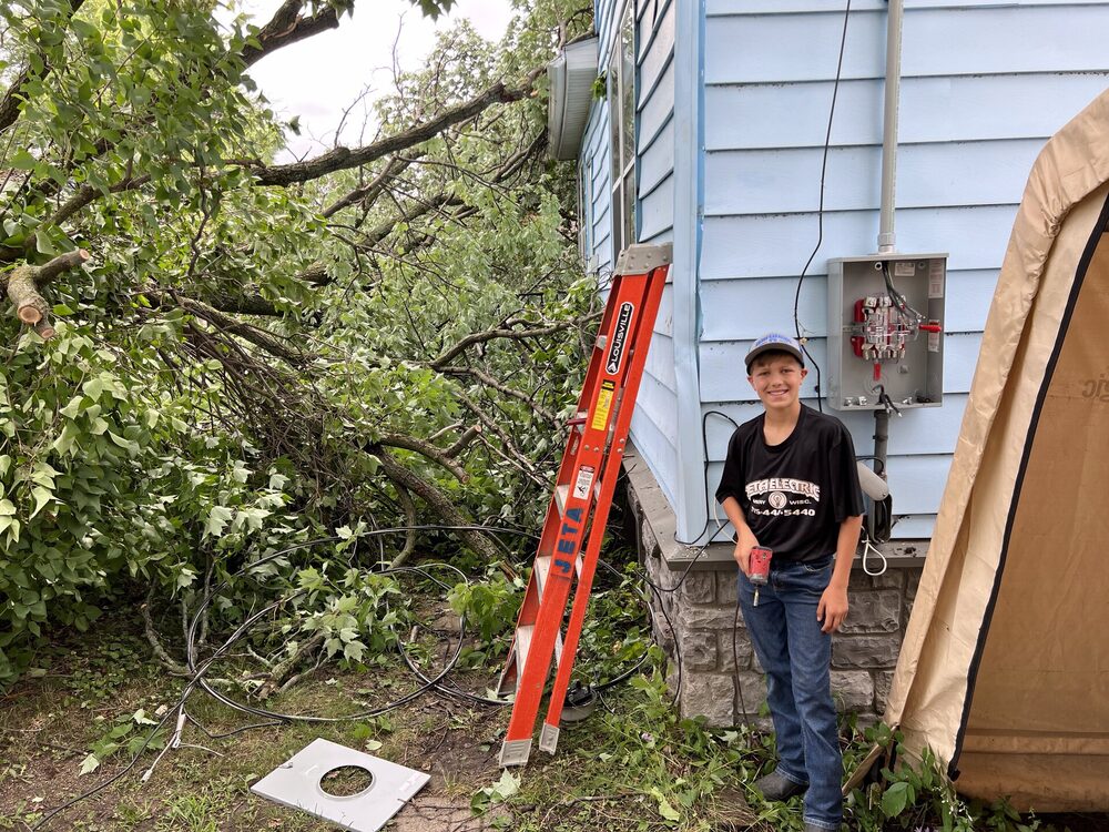JETA Electric apprentice on a storm-damage service call