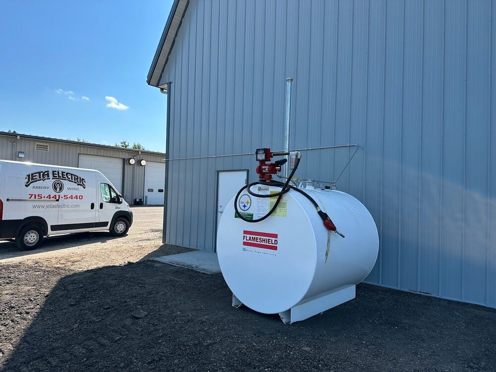 Commercial fuel tank install with shutoff valves