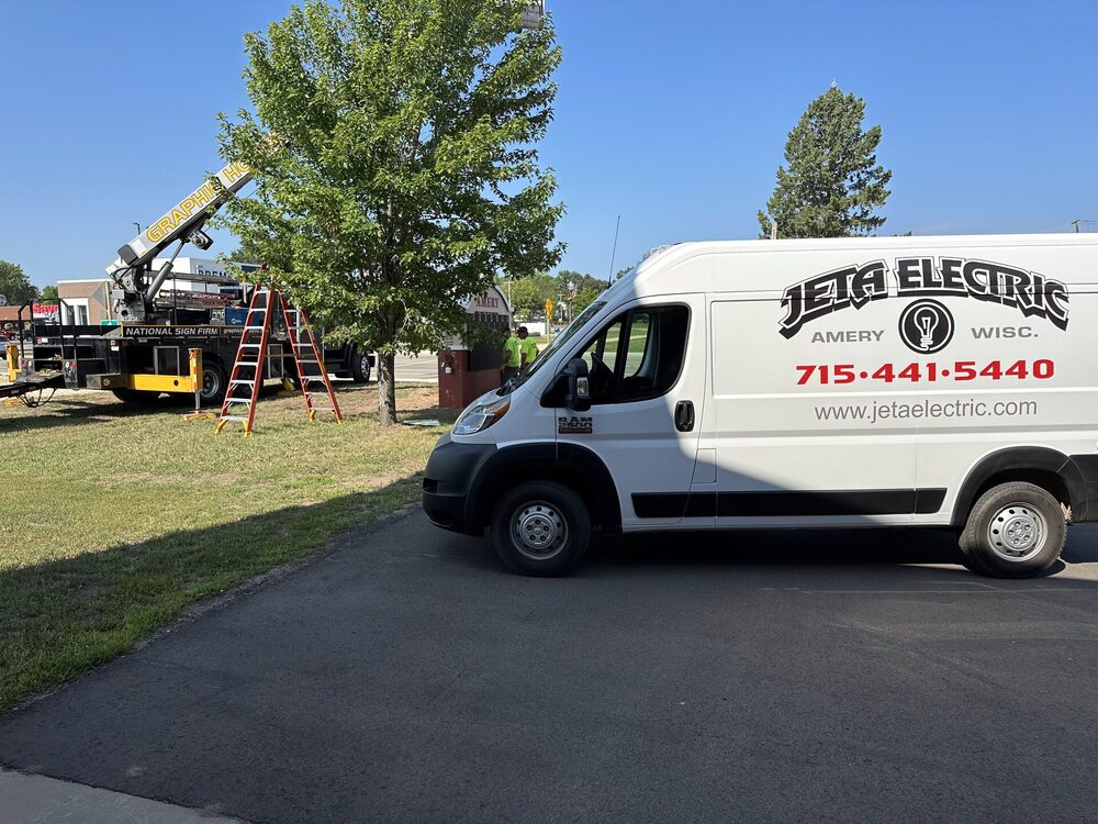 JETA Electric branded service van on the job